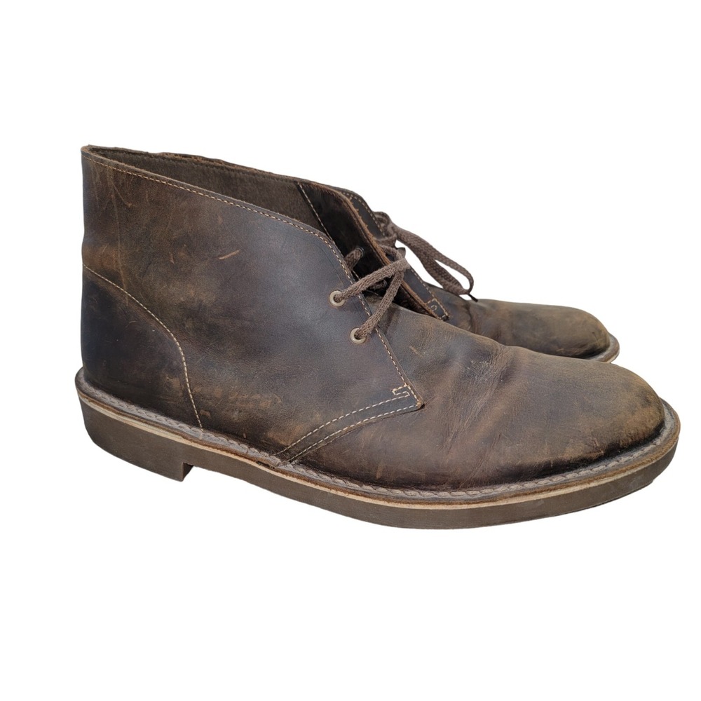 Clarks Bushacre 2‎ Brown Wax Leather Chukka Boots Men's Size 13